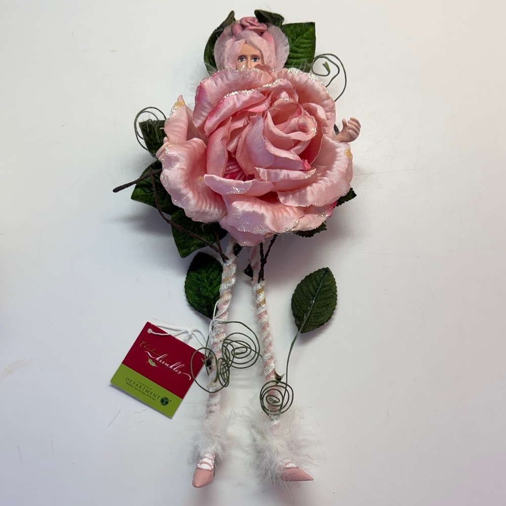 RARE Vintage Dept 56 Krinkles Pink Rose Fairy